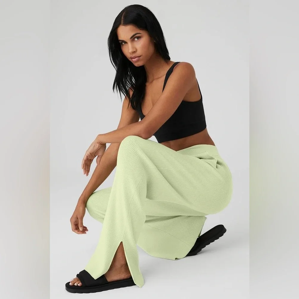 ALO Yoga Wide Leg Pants in Light Green